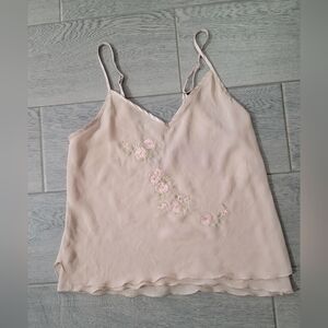 Vintage California Dynasty Embroidered  Flowers Beaded Cami Lingerie Sexy Small